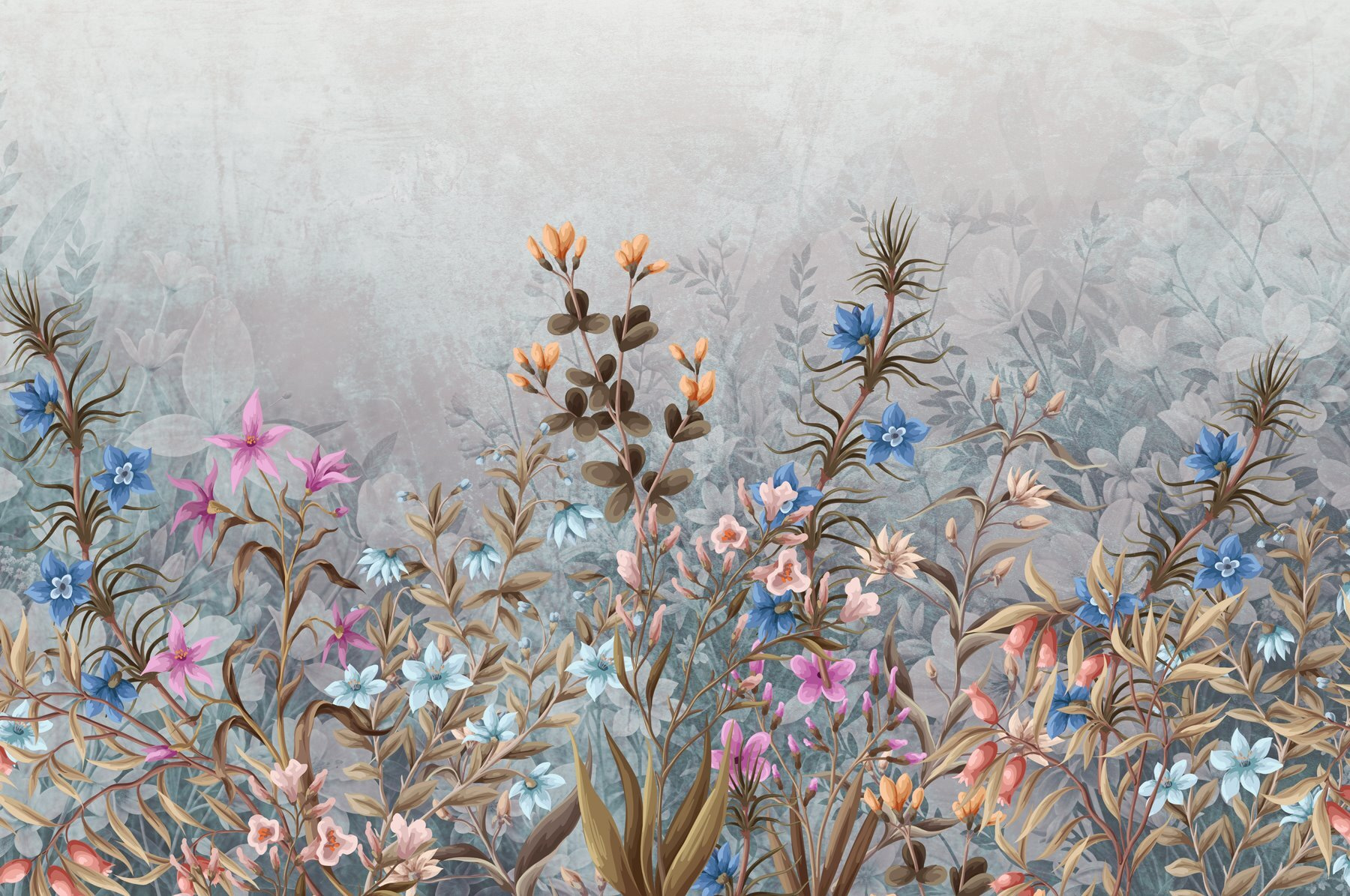 Painting of flowers and leaves