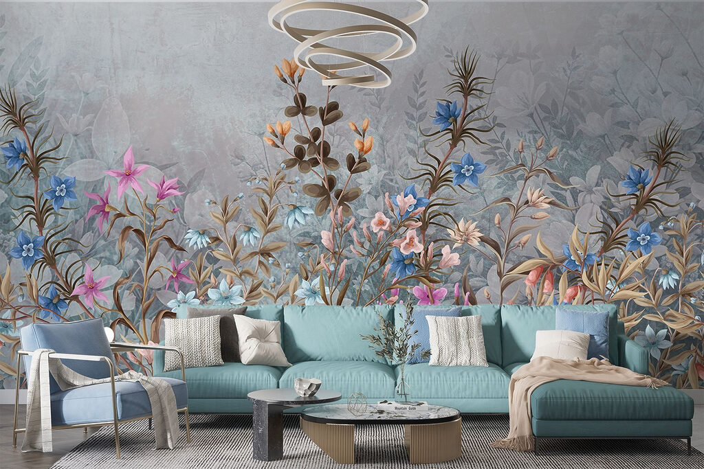 Painting of flowers and leaves