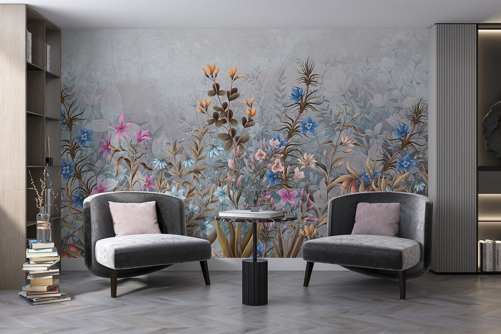 Painting of flowers and leaves