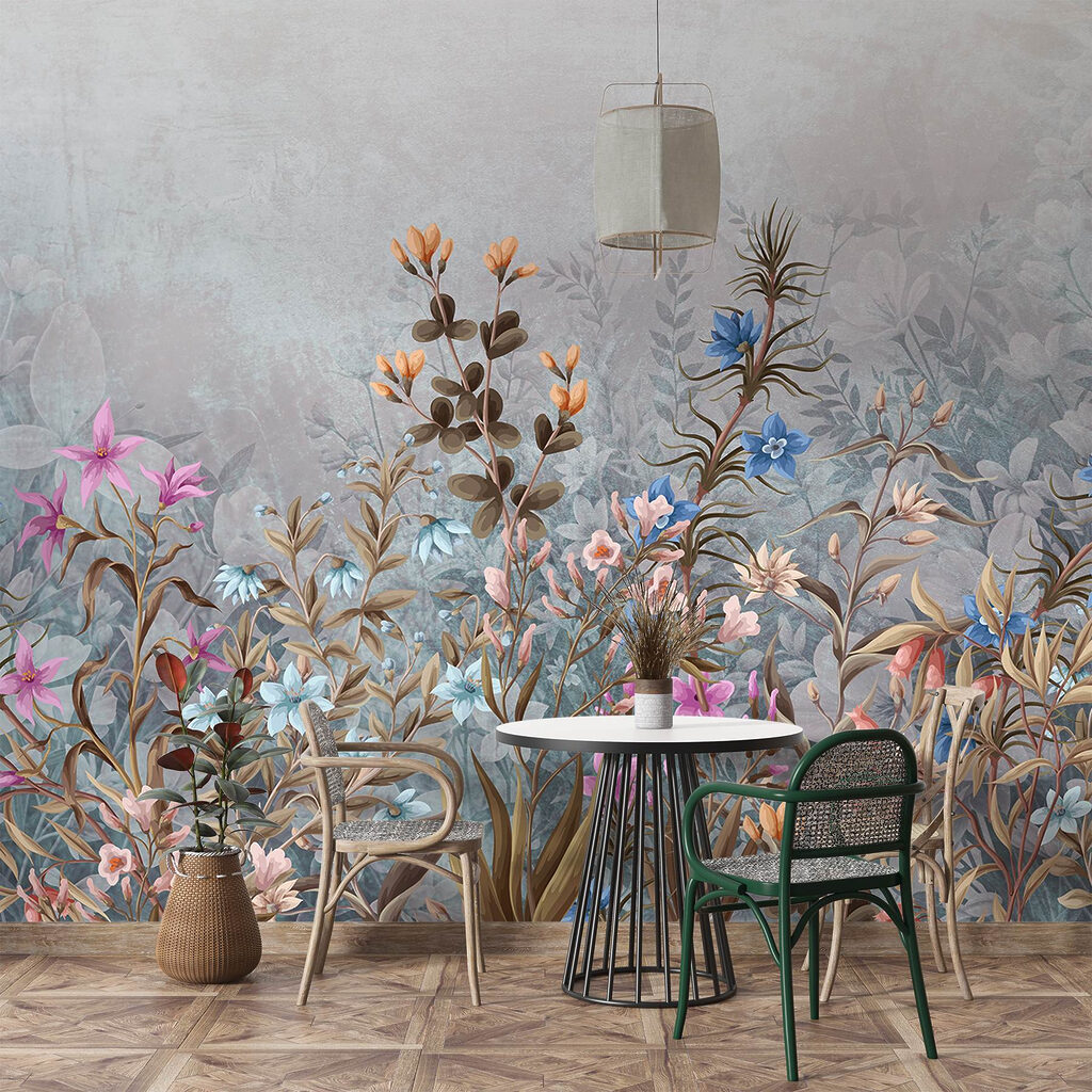 Painting of flowers and leaves