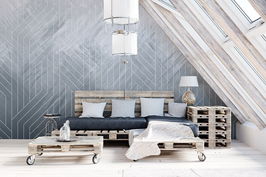 Wall murals White lines on a gray surface