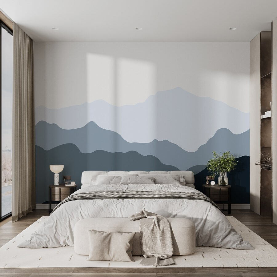 Mountain range with a white background