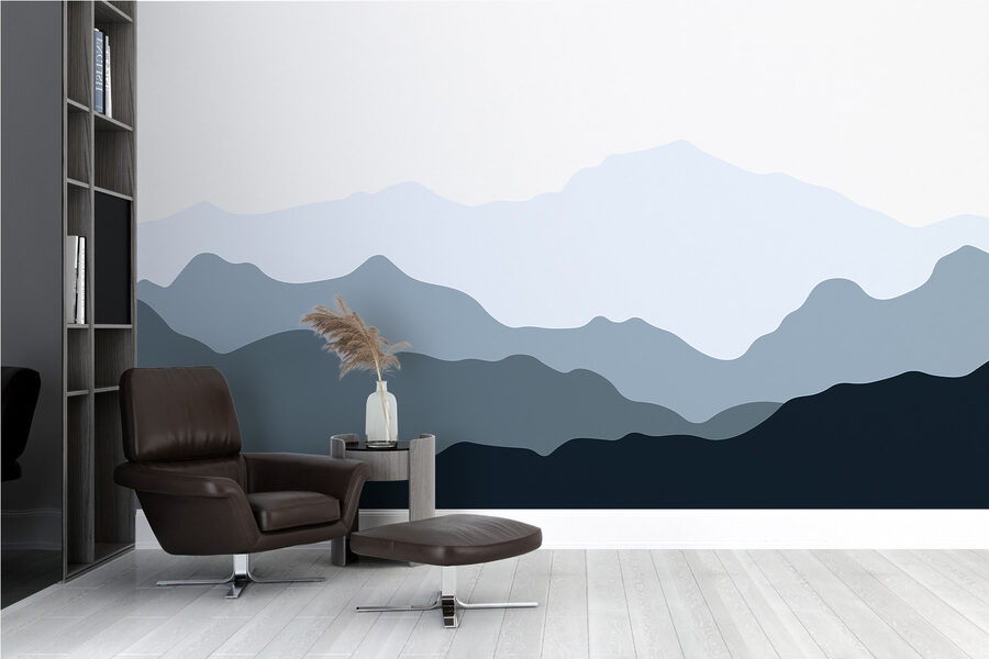 Mountain range with a white background