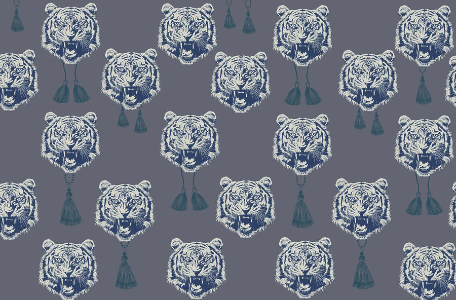 Pattern of tigers with tassels