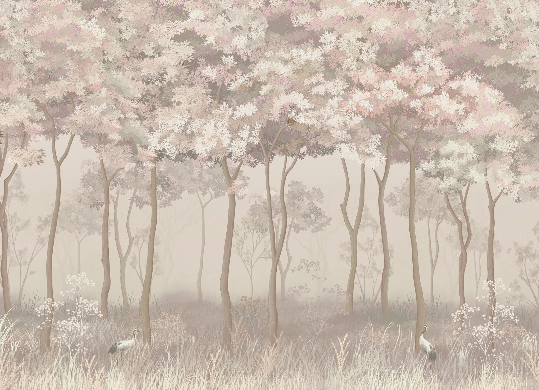 Group of birds in a forest