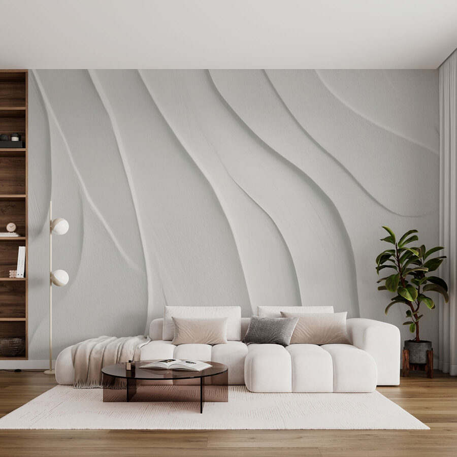 Wall murals White surface with wavy lines