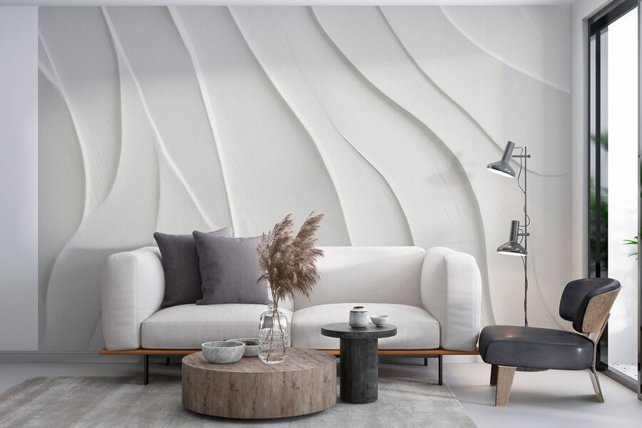 Wall murals White surface with wavy lines - Image 2