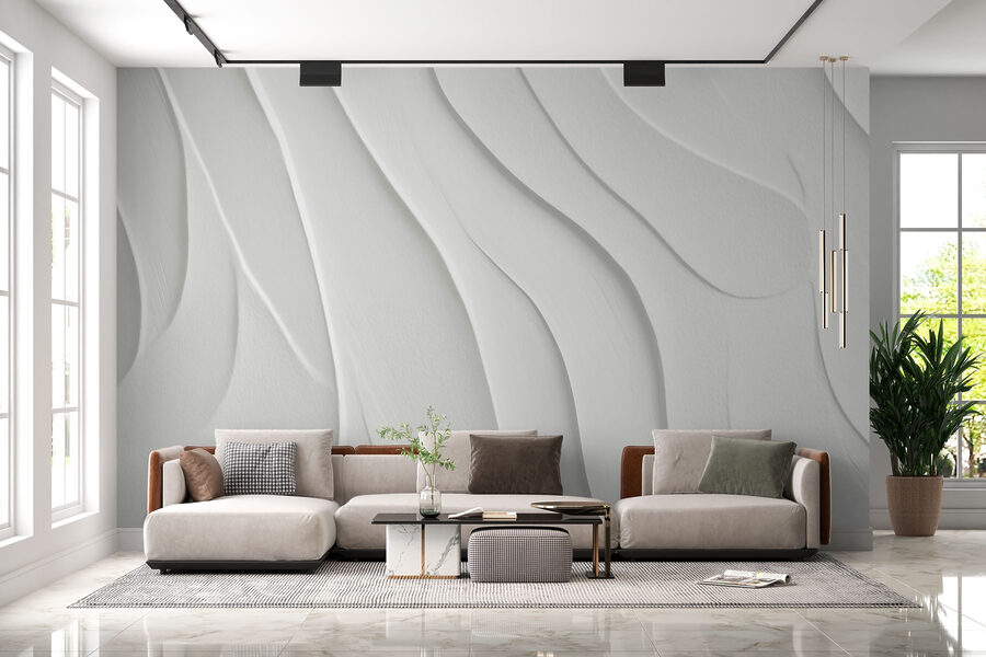 Wall murals White surface with wavy lines - Image 3