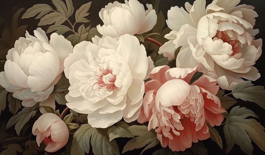 Group of white and pink flowers