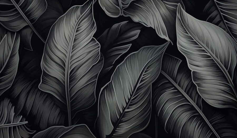 Wall murals Textured leaves on a dark background - Image 4