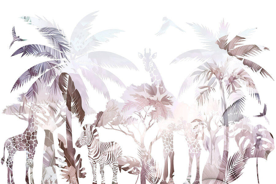 Wall murals Zebras and giraffes in a forest - Image 5