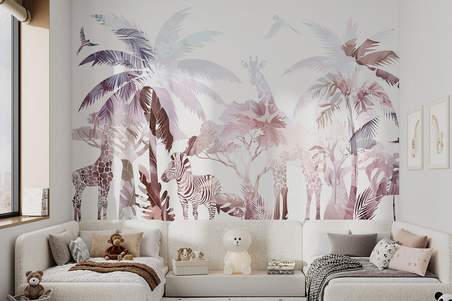 Wall murals Zebras and giraffes in a forest - Image 2