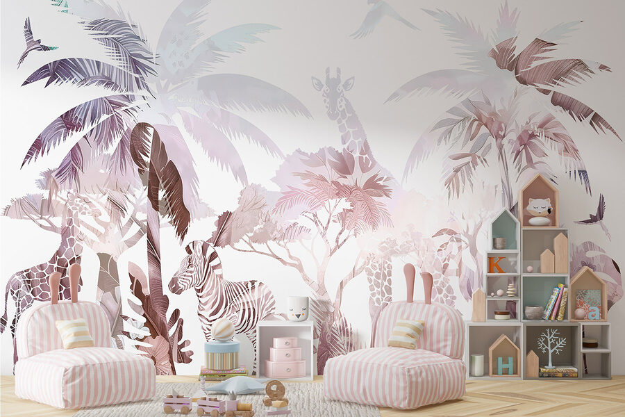 Wall murals Zebras and giraffes in a forest - Image 3
