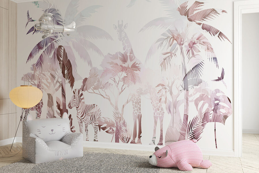 Wall murals Zebras and giraffes in a forest - Image 4