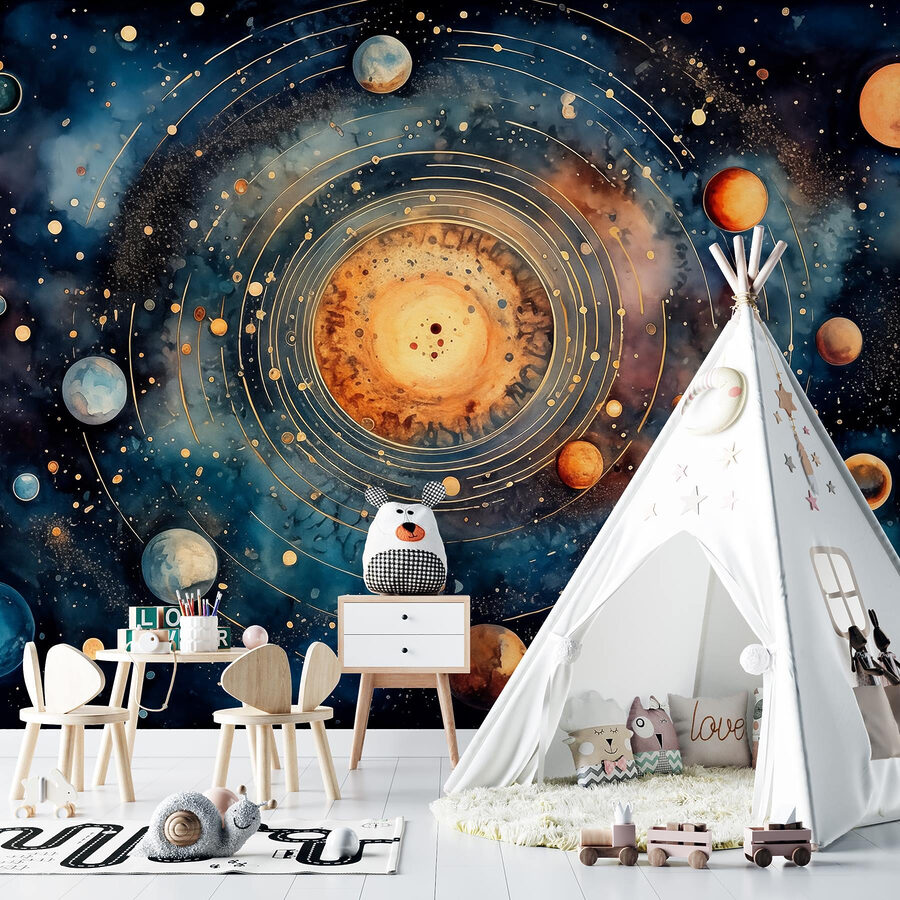 Painting of planets in space
