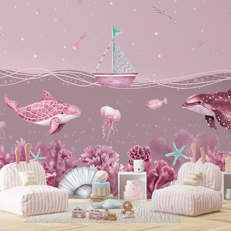 Wall murals Sea life with a boat and fish - Image 5