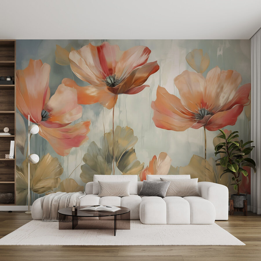 Wall murals Painting of flowers on a wall