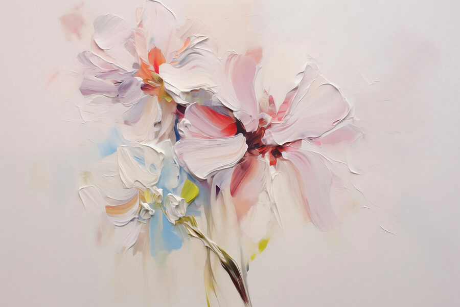 Wall murals Painting of flowers on a white surface - Image 3