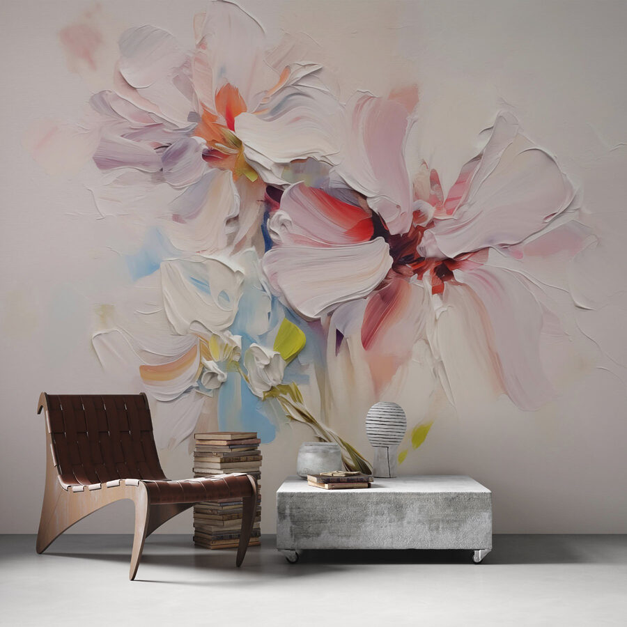 Wall murals Painting of flowers on a white surface - Image 2