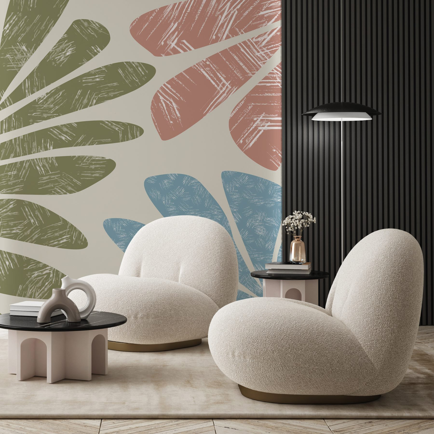 Nature-inspired leaf patterns in pastel tones