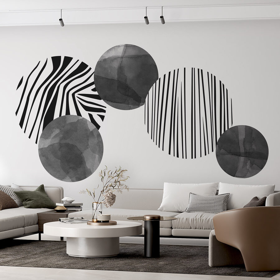 Group of circles with zebra stripes