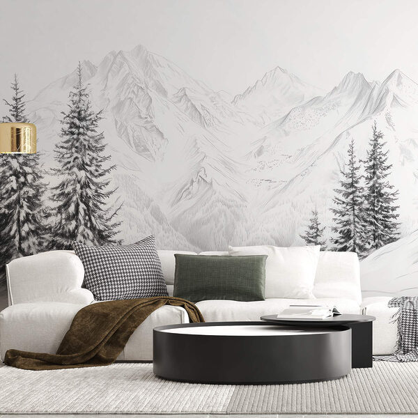 Drawing of a snowy mountain range Drawing of a snowy mountain range