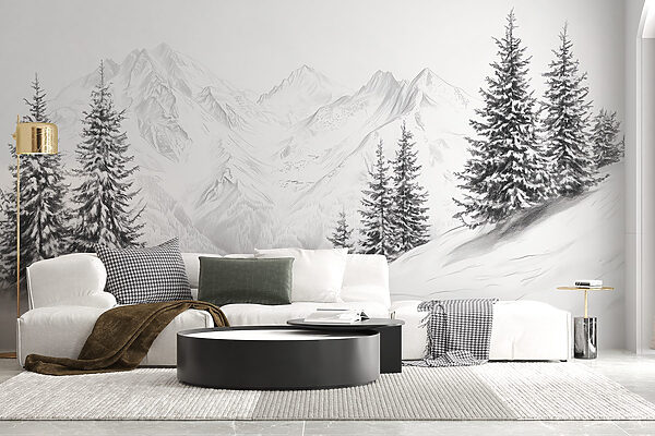 Drawing of a snowy mountain range Drawing of a snowy mountain range