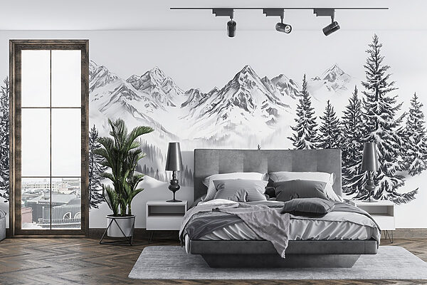 Drawing of a snowy mountain range Drawing of a snowy mountain range