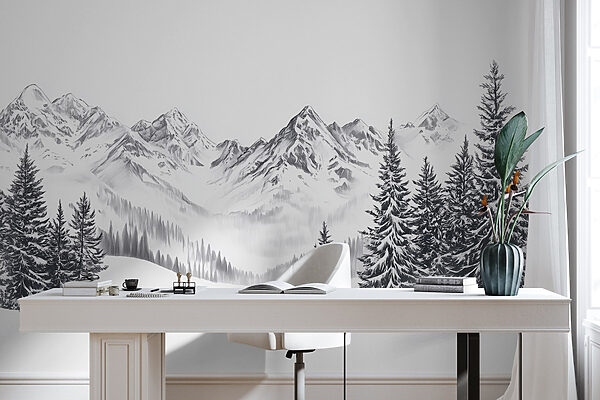 Drawing of a snowy mountain range Drawing of a snowy mountain range