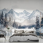 Wall murals Lake surrounded by snow and mountains