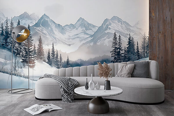 Lake surrounded by snow and mountains