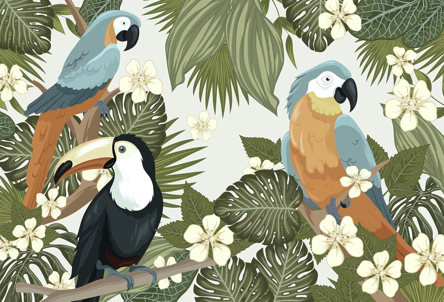 Wall murals Group of birds on a tree branch - Image 2