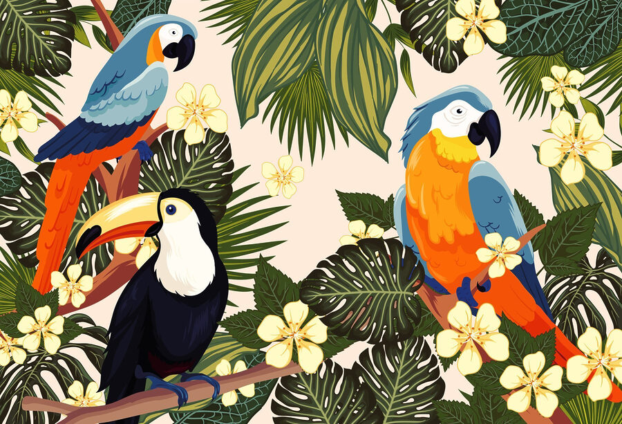 Wall murals Group of birds on a tree branch - Image 2