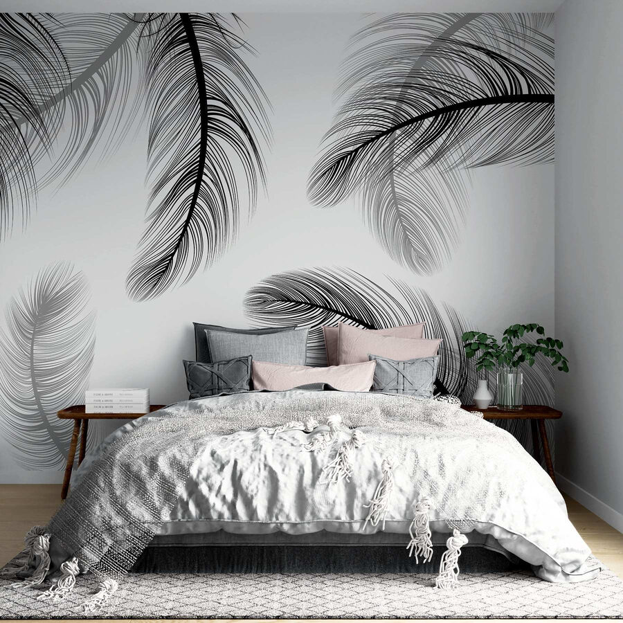 Wall murals Group of black and white feathers