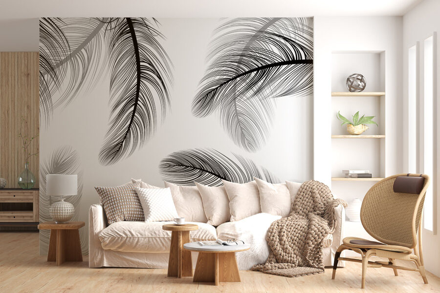 Wall murals Group of black and white feathers - Image 2