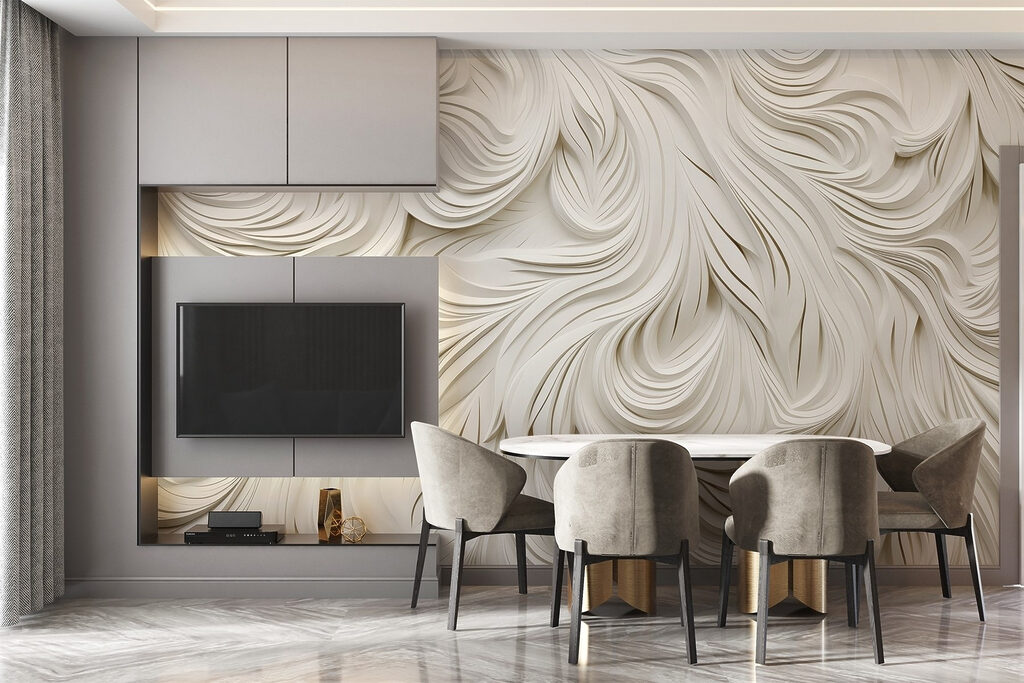 White paper cutout with wavy lines