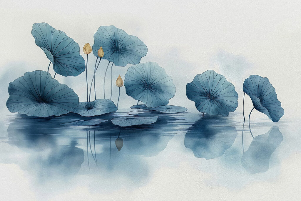 Water lily pads in a row