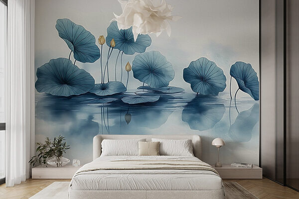 Water lily pads in a row Wall murals Water lily pads in a row