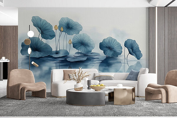 Water lily pads in a row