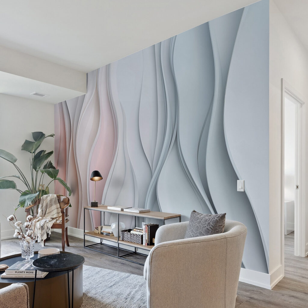 White and pink wavy lines