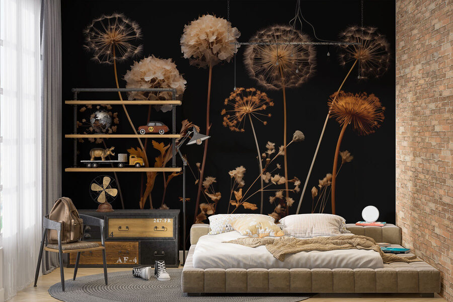 Group of dandelions on stems