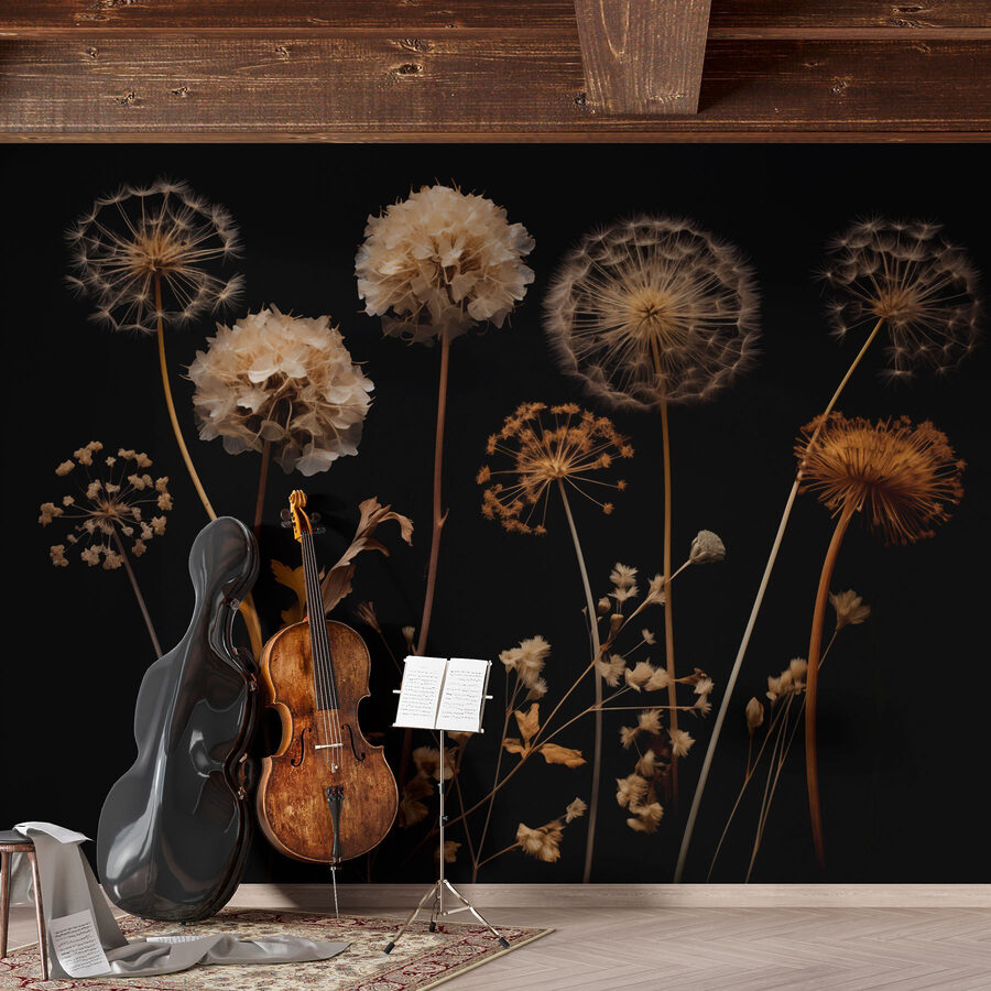 Group of dandelions on stems