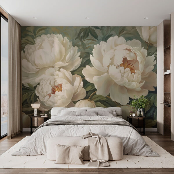 Wall murals Delicate blooms in soft embrace (SKU: w02252) Wall murals Wall murals Delicate blooms in soft embrace (SKU: w02252)