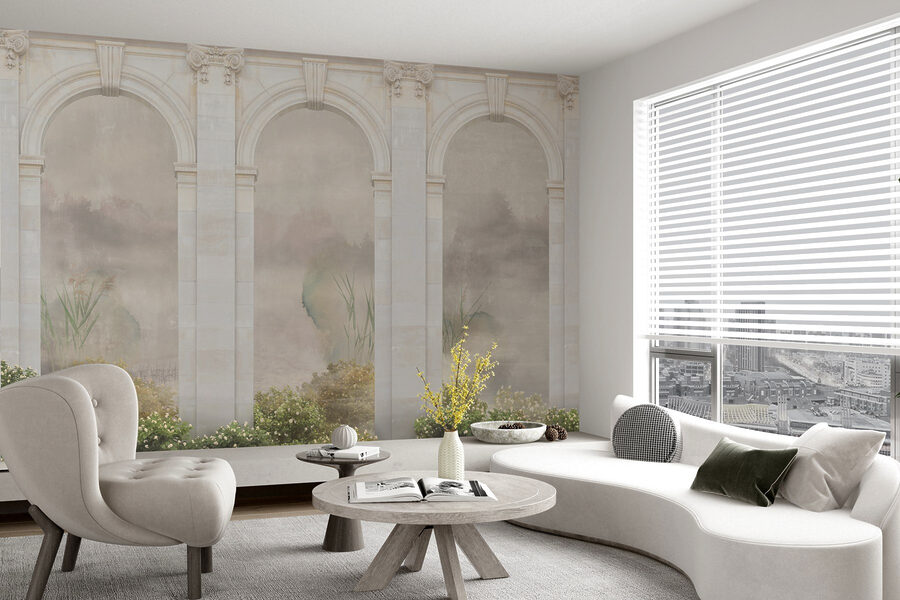 Wallpaper with a stone archway and plants Wallpaper with a stone archway and plants