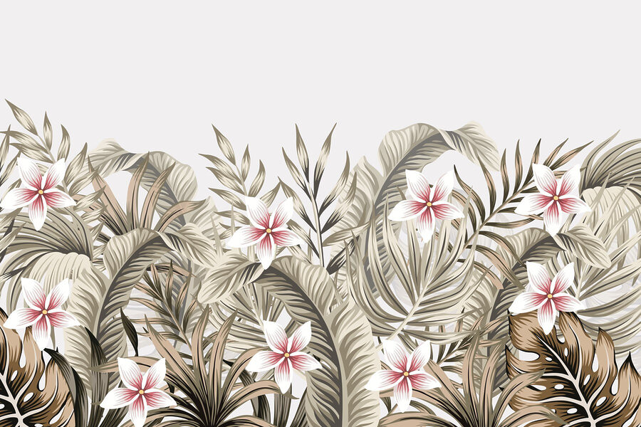 Tropical foliage with floral accents