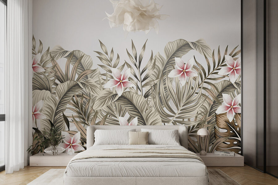Tropical foliage with floral accents