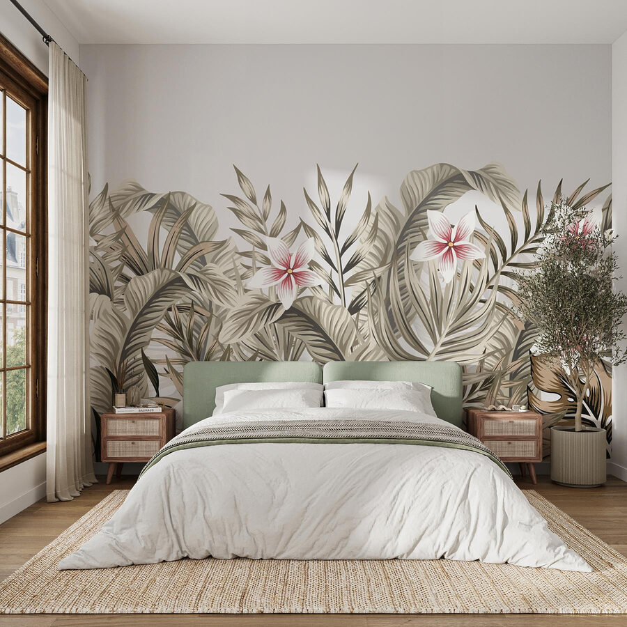Tropical foliage with floral accents