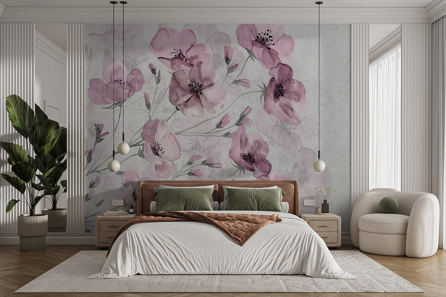 Wall murals Group of pink flowers