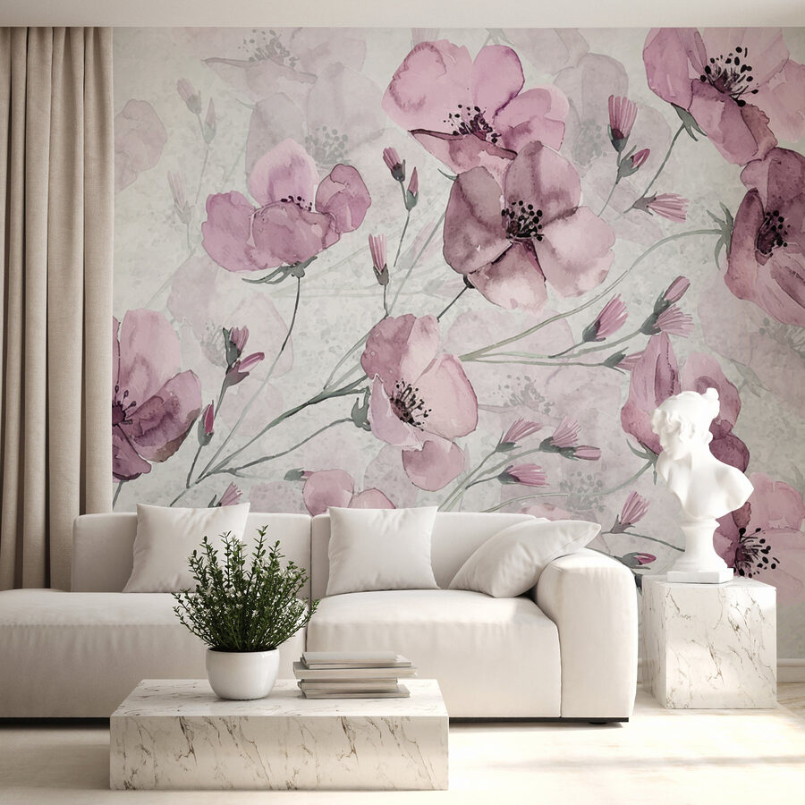Wall murals Group of pink flowers - Image 2