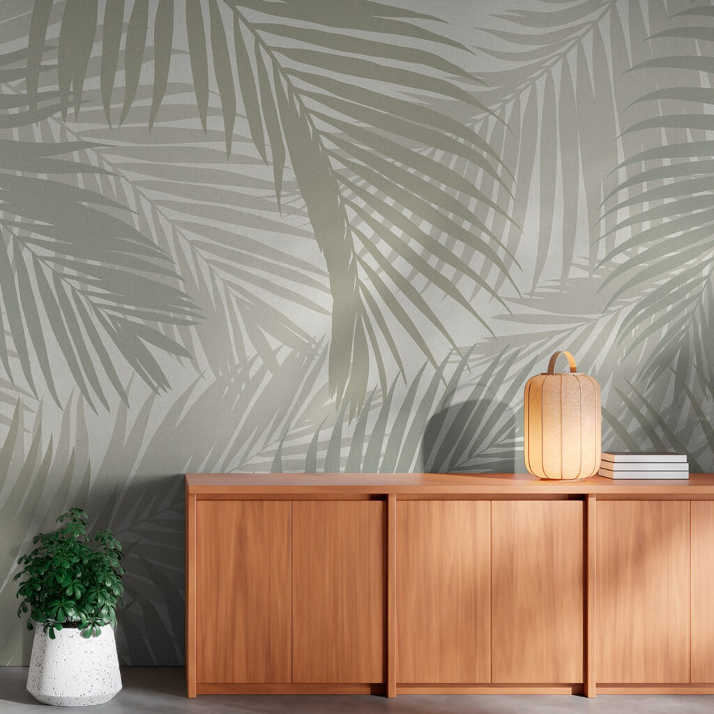 Pattern of leaves on a white background